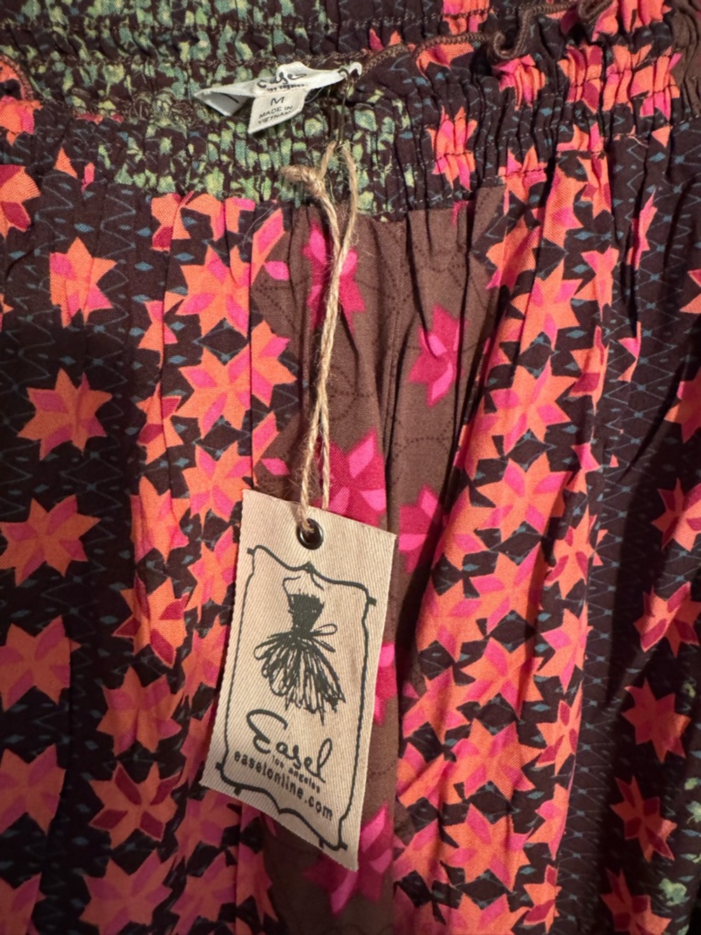 Wide-Leg Floral Print Palazzo Pants in Green & Pink - Picture 6 of 7
